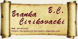 Branka Ćirikovački vizit kartica